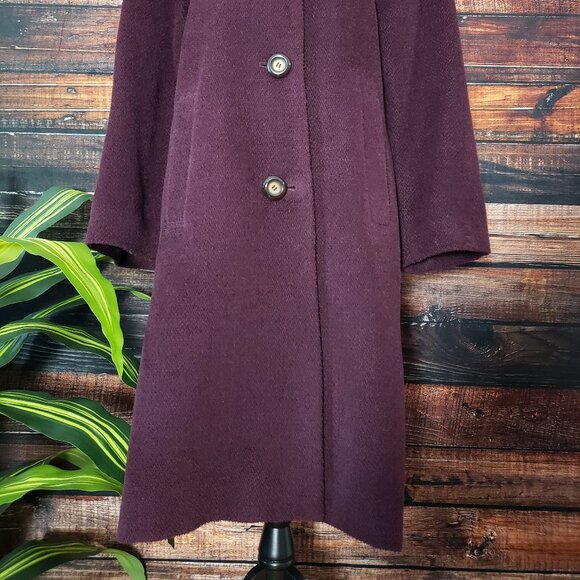 Jones New York Womens 10 Soft Alpaca Wool Blend Long Coat Jacket Lined Wine - Picture 5 of 11